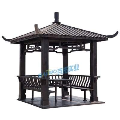 成品四角户外凉亭 古典防腐木景观亭子尺寸可定制，园林实业的理想选择